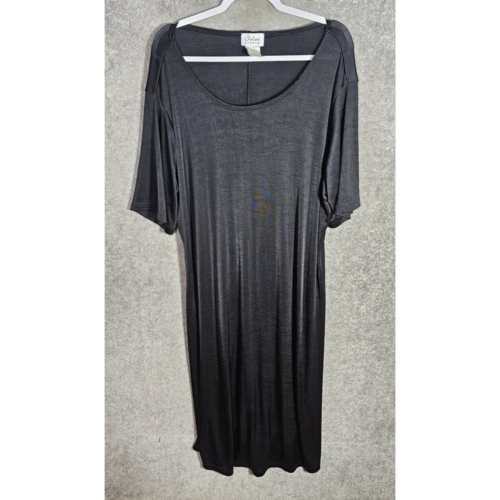 VTG‎ Chelsea Studio Maxi Dress Women Size 1X Black Semi-Sheer Whimsigoth Grunge